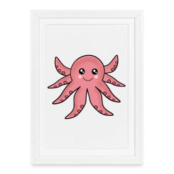 Kawaii Tiere Oktopus - Gerahmtes Poster (27 × 37 cm) - Weiß - Vorne