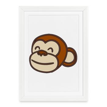 Tête de singe - Affiche encadrée (27 × 37 cm) - blanc - Devant