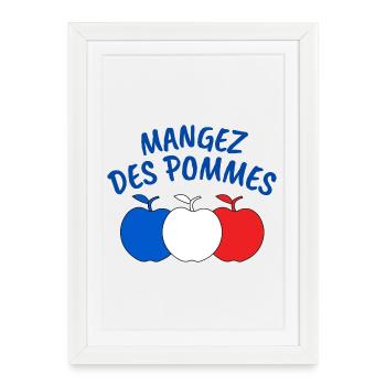 pomme, mangez des pommes - Affiche encadrée (27 × 37 cm) - blanc - Devant