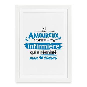 Amoureux d'une infirmière ! humour - Affiche encadrée (27 × 37 cm) - blanc - Devant