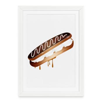 Illustration d’un éclair fourré à la crème - Affiche encadrée (27 × 37 cm) - blanc - Devant