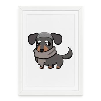 Dachshund grey - Framed poster (27 × 37 cm) - white - Front
