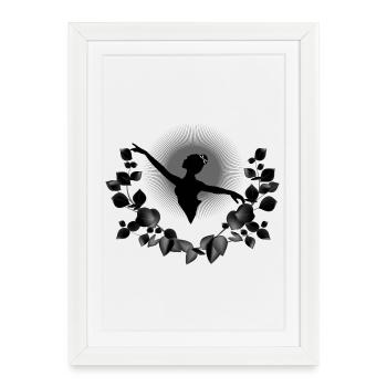 Silhouette de ballerine à l’eucalyptus noir - Affiche encadrée (27 × 37 cm) - blanc - Devant
