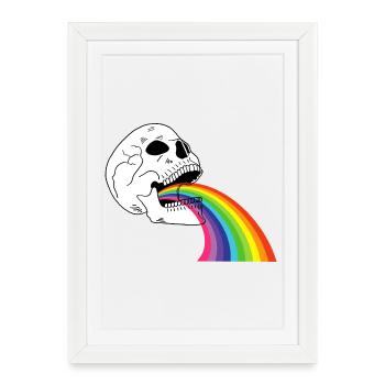 Rainbow skull - Framed poster (27 × 37 cm) - white - Front