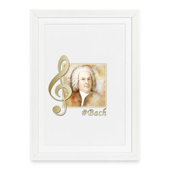 Portrait de Johann Sebastian Bach à l’aquarelle - Affiche encadrée (27 × 37 cm) - blanc - Devant