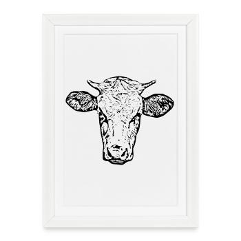 Don du chef d’éleveur vache vache Black Cow - Affiche encadrée (27 × 37 cm) - blanc - Devant