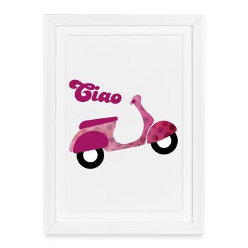 Scooter Ciao Italy Holiday Point Dots Joie de vivre - Affiche encadrée (27 × 37 cm) - blanc - Devant