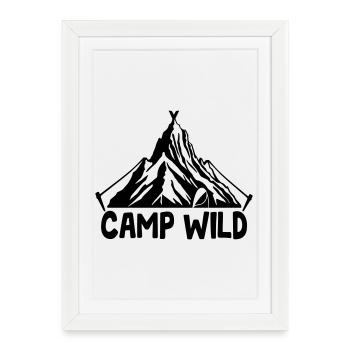 Camp Wild - Tente de montagne [Noir] - Affiche encadrée (27 × 37 cm) - blanc - Devant