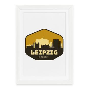 Ligne d’horizon de Leipzig - Affiche encadrée (27 × 37 cm) - blanc - Devant