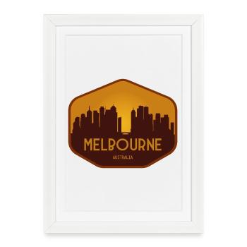 Melbourne Skyline Badge - Affiche encadrée (27 × 37 cm) - blanc - Devant