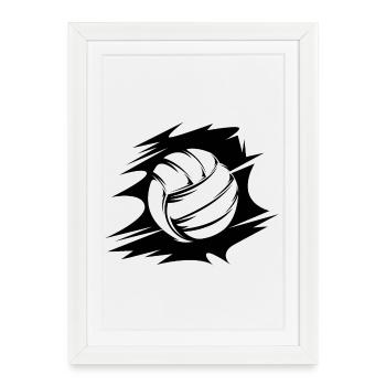 Logo d’illustration d’icône de ballon de volley-ball abstrait - Affiche encadrée (27 × 37 cm) - blanc - Devant