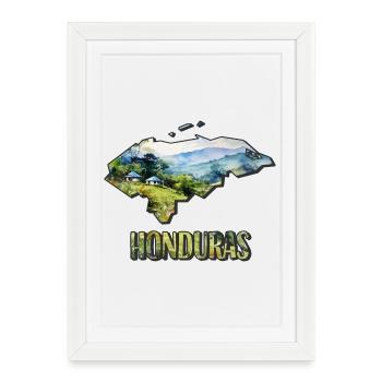 Carte à l’aquarelle du Honduras - Affiche encadrée (27 × 37 cm) - blanc - Devant