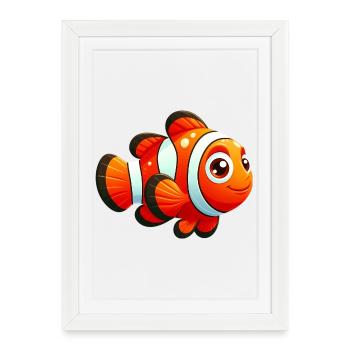 Poisson-clown - Affiche encadrée (27 × 37 cm) - blanc - Devant