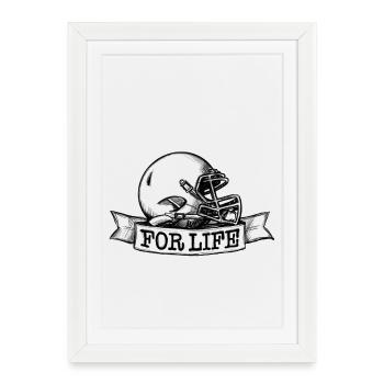 Casque de football américain - For Life - Affiche encadrée (27 × 37 cm) - blanc - Devant