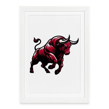 Taureau - Affiche encadrée (27 × 37 cm) - blanc - Devant