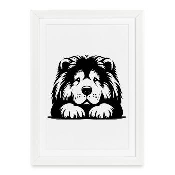 Chow Chow Head with Paws - Framed poster (27 × 37 cm) - white - Front