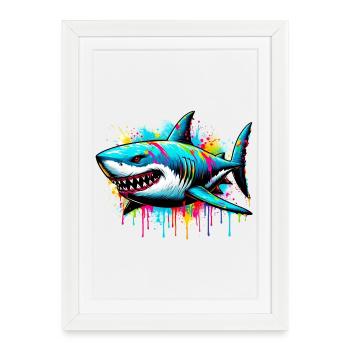 Requin - Affiche encadrée (27 × 37 cm) - blanc - Devant
