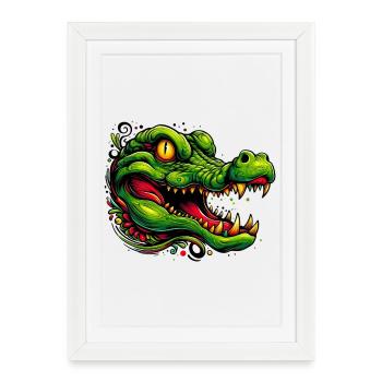 Alligator Crocodile - Affiche encadrée (27 × 37 cm) - blanc - Devant