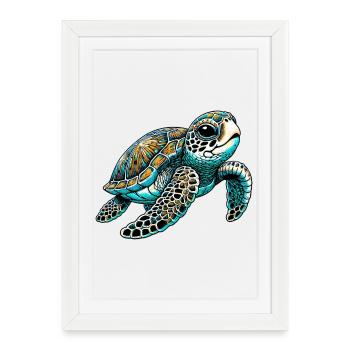 Turtle - Framed poster (27 × 37 cm) - white - Front