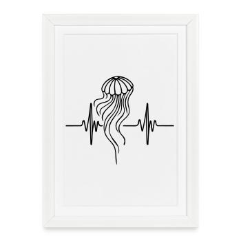 Méduse – Ocean Love | . Océan. Nature - Affiche encadrée (27 × 37 cm) - blanc - Devant