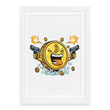 Bitcoin Gangster - Conception Crypto Drôle - Affiche encadrée (27 × 37 cm) - blanc - Devant