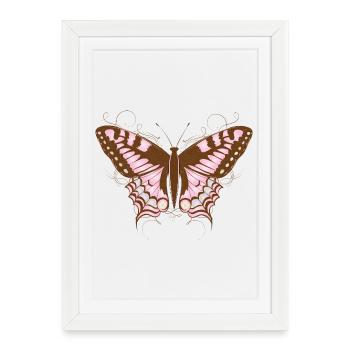 Papillon élégant dans les tons roses et terre - Affiche encadrée (27 × 37 cm) - blanc - Devant