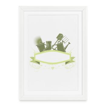 Bannière de jardin décorative avec outils - Affiche encadrée (27 × 37 cm) - blanc - Devant