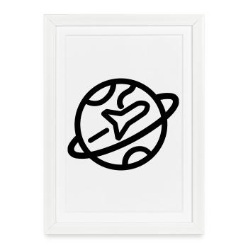 Voyage Monde - Affiche encadrée (27 × 37 cm) - blanc - Devant
