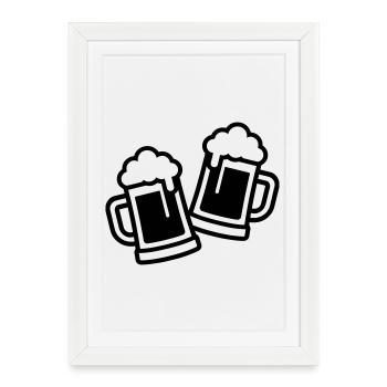 Chope à bière Verre à bière - Affiche encadrée (27 × 37 cm) - blanc - Devant