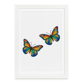 Colorful Mosaic Butterflies Design - Framed poster (27 × 37 cm) - white - Front