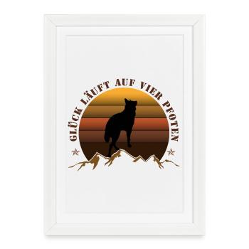 Evening wolf on mountain backdrop - Framed poster (27 × 37 cm) - white - Front