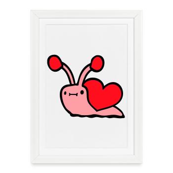 Snail Heart Snail Shell Cute Love Romantic - Framed poster (27 × 37 cm) - white - Front