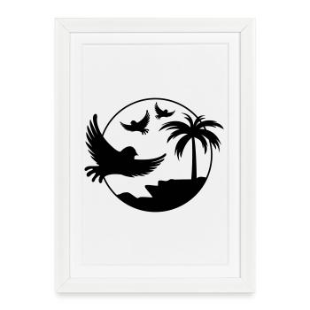 Oiseaux de l’île paradisiaque - Affiche encadrée (27 × 37 cm) - blanc - Devant