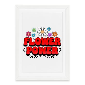 Flower Power Rétro Pop - Affiche encadrée (27 × 37 cm) - blanc - Devant