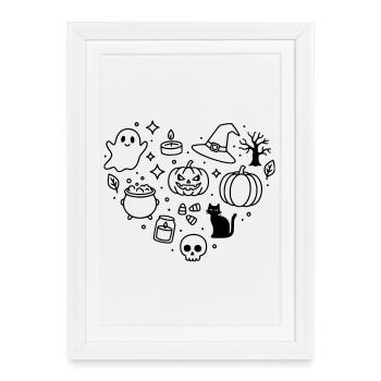 Coeur d’Halloween (Couleur changeante Personnaliser) - Affiche encadrée (27 × 37 cm) - blanc - Devant