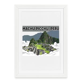 Machu Picchu, Pérou - Affiche encadrée (27 × 37 cm) - blanc - Devant