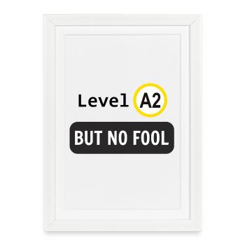 Language level A2, but no fool - Framed poster (27 × 37 cm) - white - Front
