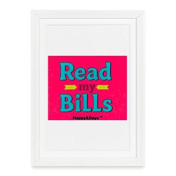 Lire mes factures Neon Design - Affiche encadrée (27 × 37 cm) - blanc - Devant