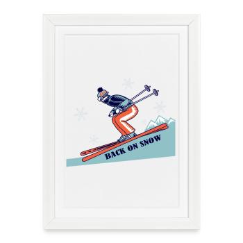 Retour sur neige : ski rétro - Affiche encadrée (27 × 37 cm) - blanc - Devant
