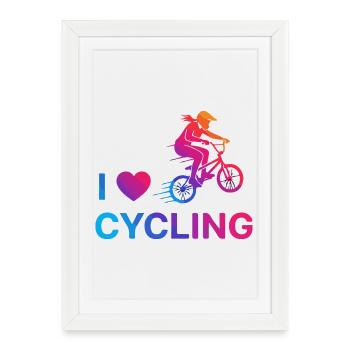 I Love Cycling Heart - Framed poster (27 × 37 cm) - white - Front