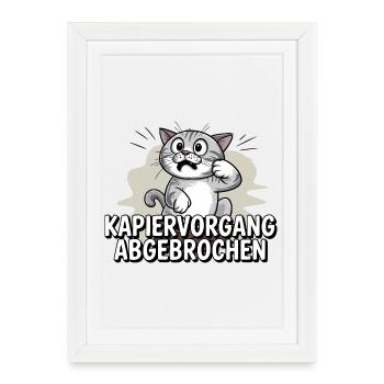 Copying process aborted – cat confused - Framed poster (27 × 37 cm) - white - Front