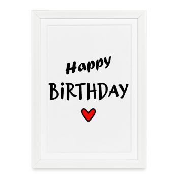 HAPPY BIRTHDAY. HEART. I LOVE YOU. LOVE. I LOVE YOU - Framed poster (27 × 37 cm) - white - Front