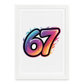 67 - Funny Six Seven T-Shirt - Framed poster (27 × 37 cm) - white - Front