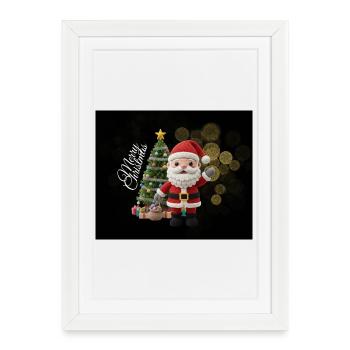 Knitted Santa with Christmas tree - Framed poster (27 × 37 cm) - white - Front