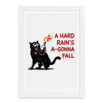 Fire cat with flame bottle - Framed poster (27 × 37 cm) - white - Front