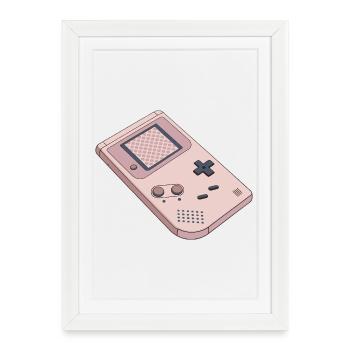 Game Boy pastel rétro - Affiche encadrée (27 × 37 cm) - blanc - Devant