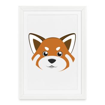 Visage de panda rouge avec un joli art animalier Kawaii - Affiche encadrée (27 × 37 cm) - blanc - Devant