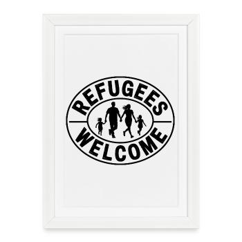 Refugees Welcome - Antifascist Merch - Framed poster (27 × 37 cm) - white - Front