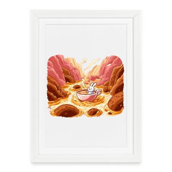 Thé câlin dans la vallée de lave - Affiche encadrée (27 × 37 cm) - blanc - Devant