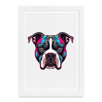 Neon Pitbull Portrait - Framed poster (27 × 37 cm) - white - Front